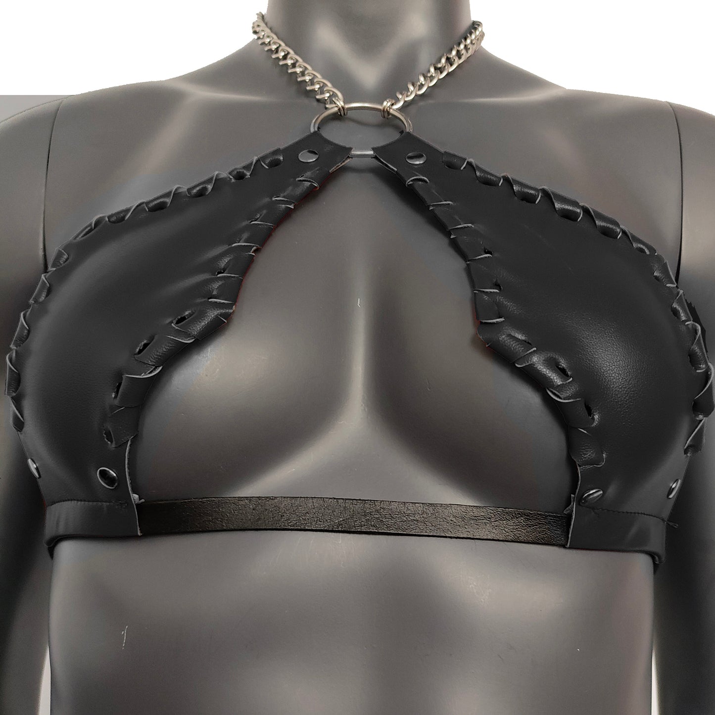 Gothic Black Vampira Cross Top Bra with Chain