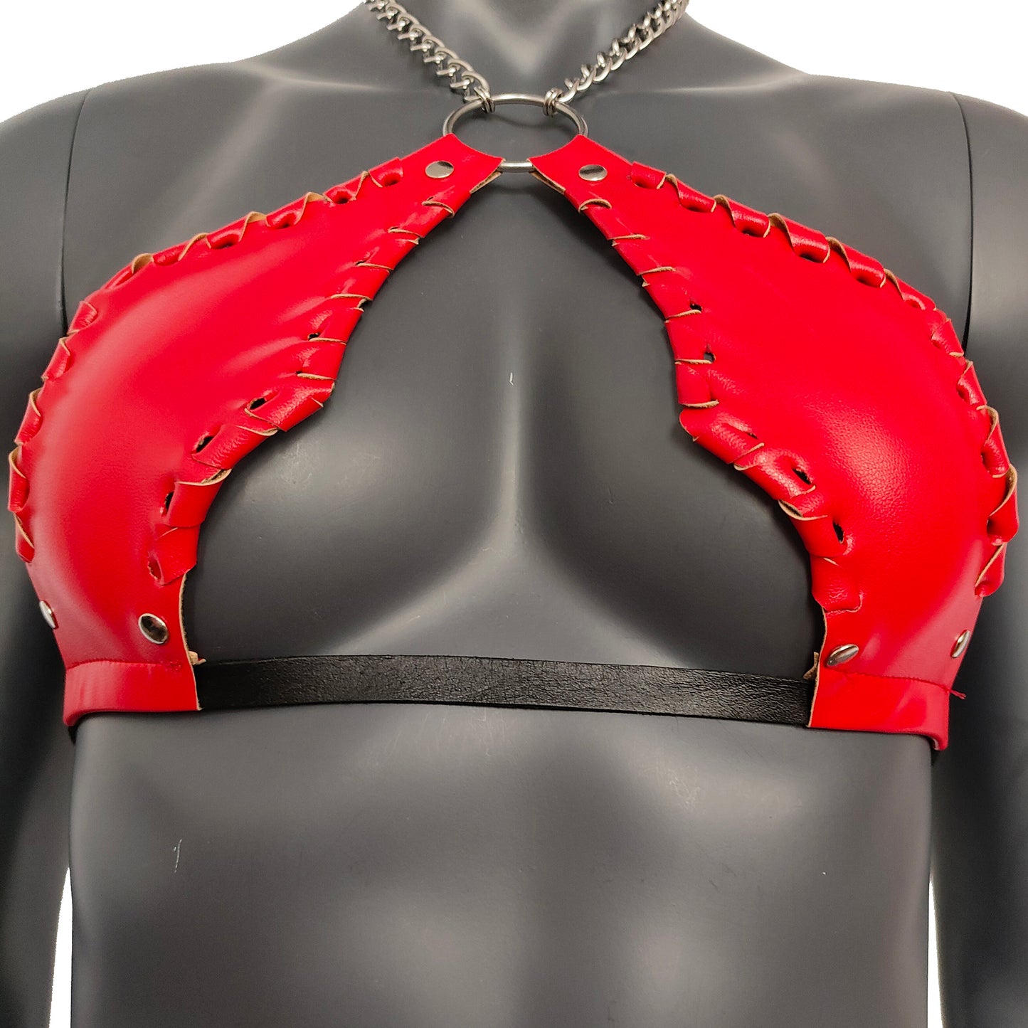 Gothic Red Vampira Cross Top Bra with Chain