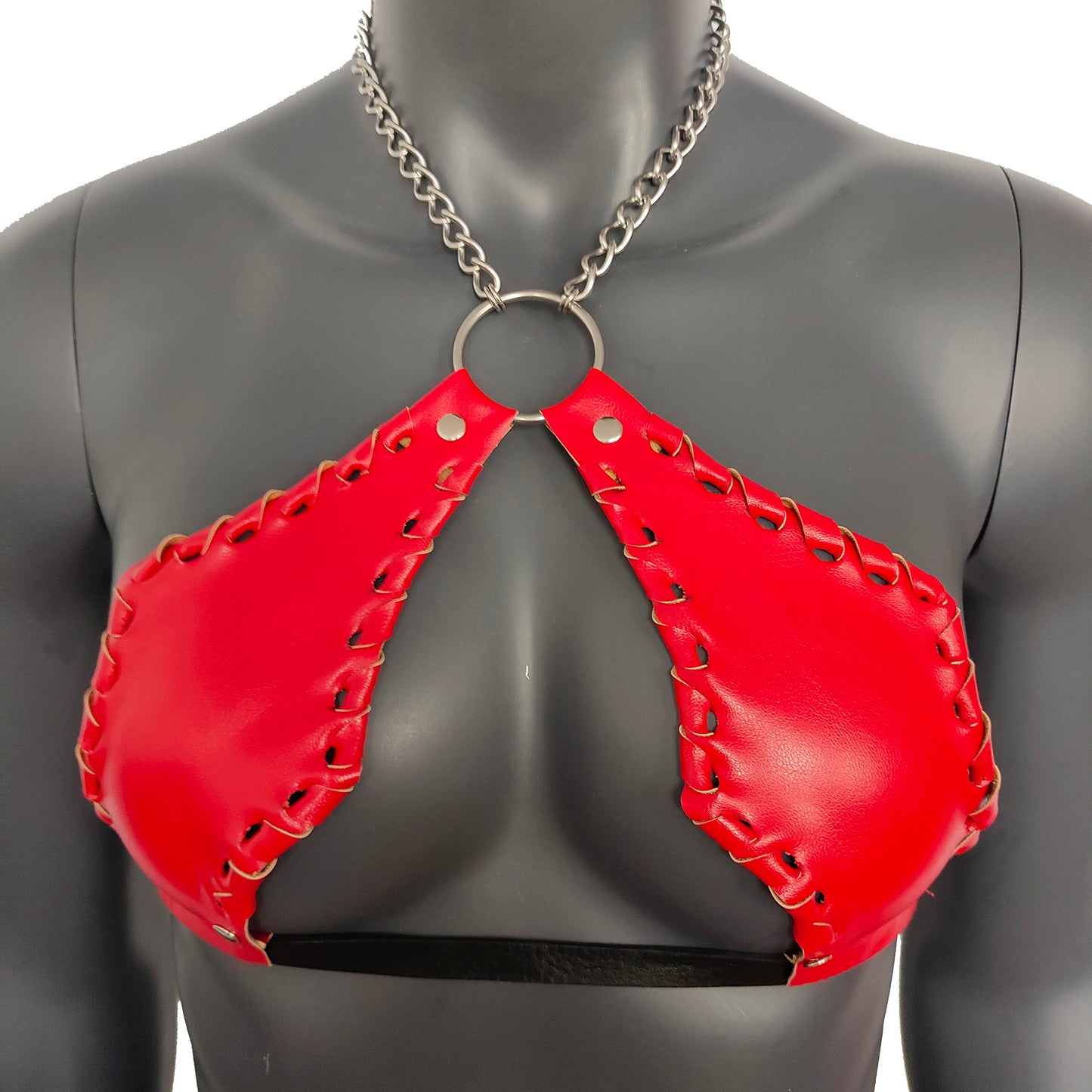 Gothic Red Vampira Cross Top Bra with Chain