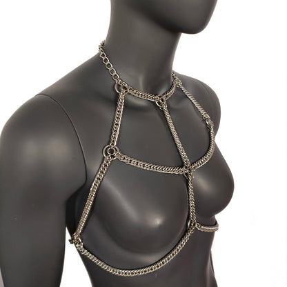 Burning Man Vertebrae Bodychain Harness,Chainmail Bodychain Harness,Stainless Steel Harness Bodychain