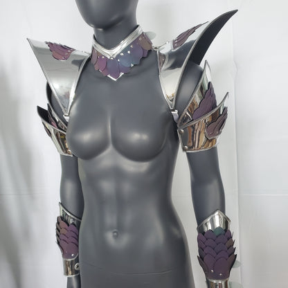 Rave Women Holographic Silver Edge Reflective Dragon Scale Armor Rave Carnival Festival Costumes Armor Outfits