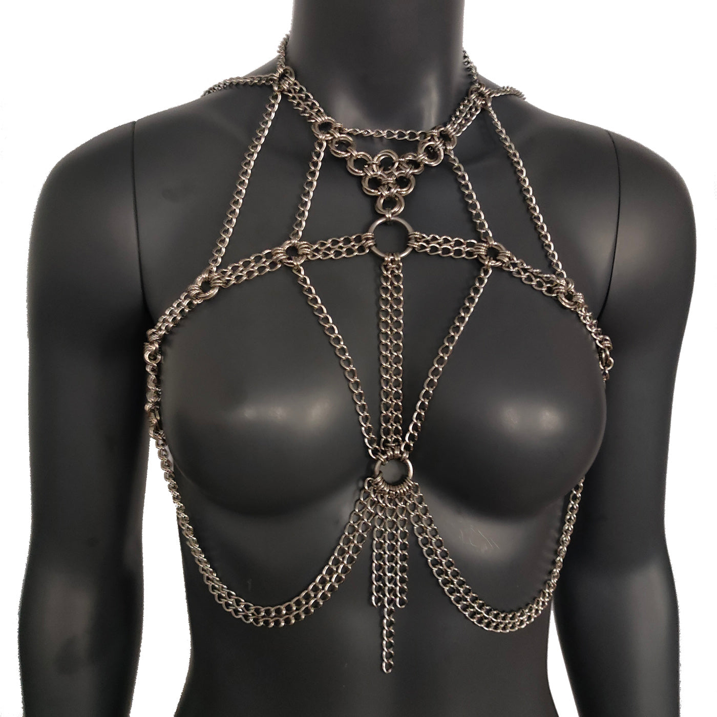 Burning Man Chunky Stainless Steel Punk Body Chain Harness,Thick Gothic Bodychain Harness