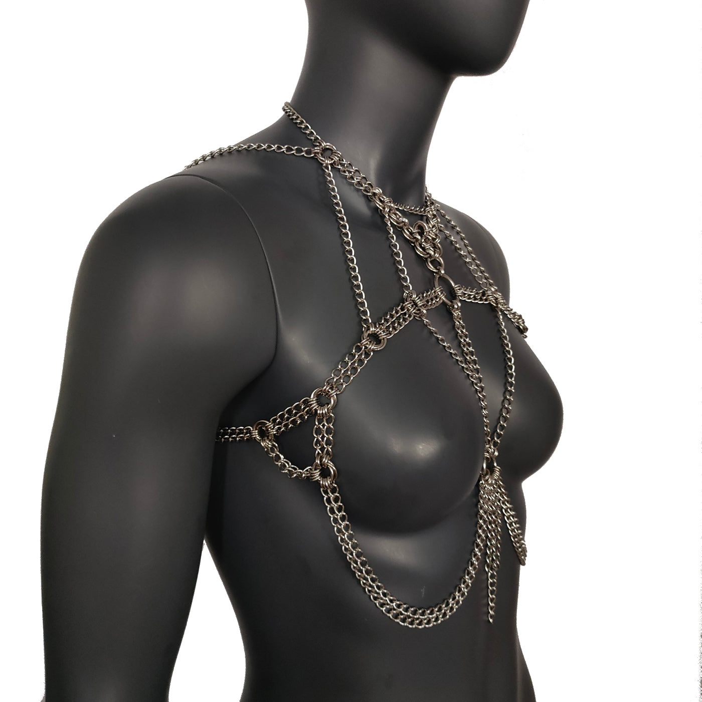 Burning Man Chunky Stainless Steel Punk Body Chain Harness,Thick Gothic Bodychain Harness