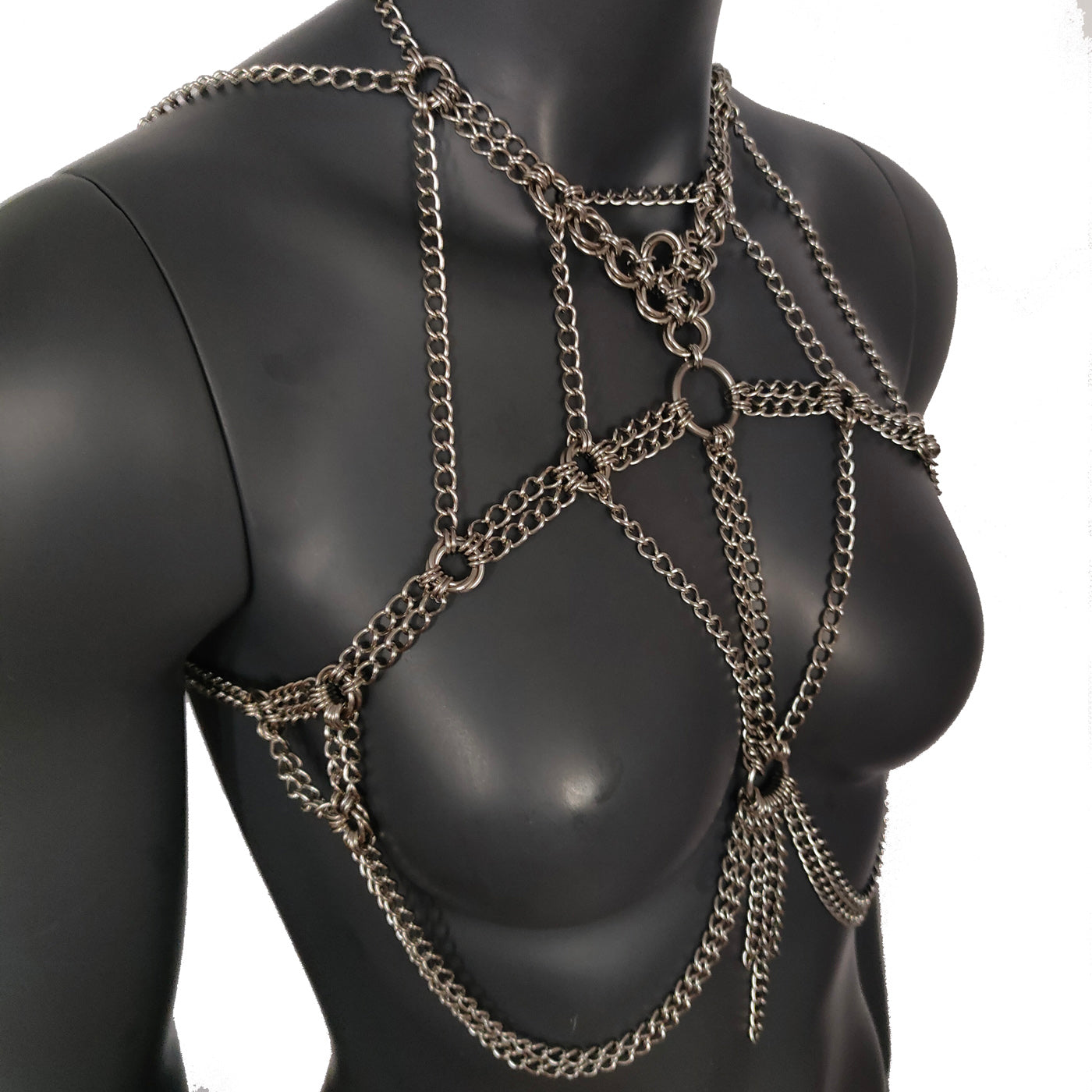 Burning Man Chunky Stainless Steel Punk Body Chain Harness,Thick Gothic Bodychain Harness