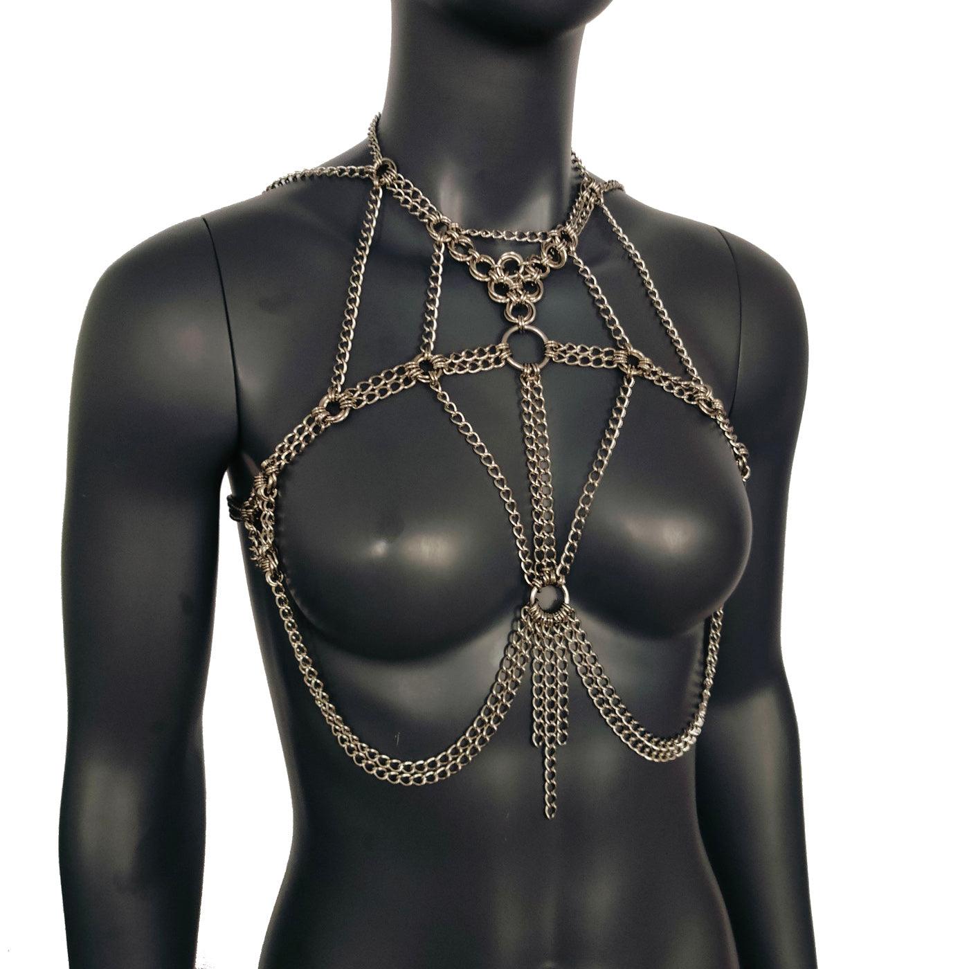 Burning Man Chunky Stainless Steel Punk Body Chain Harness,Thick Gothic Bodychain Harness