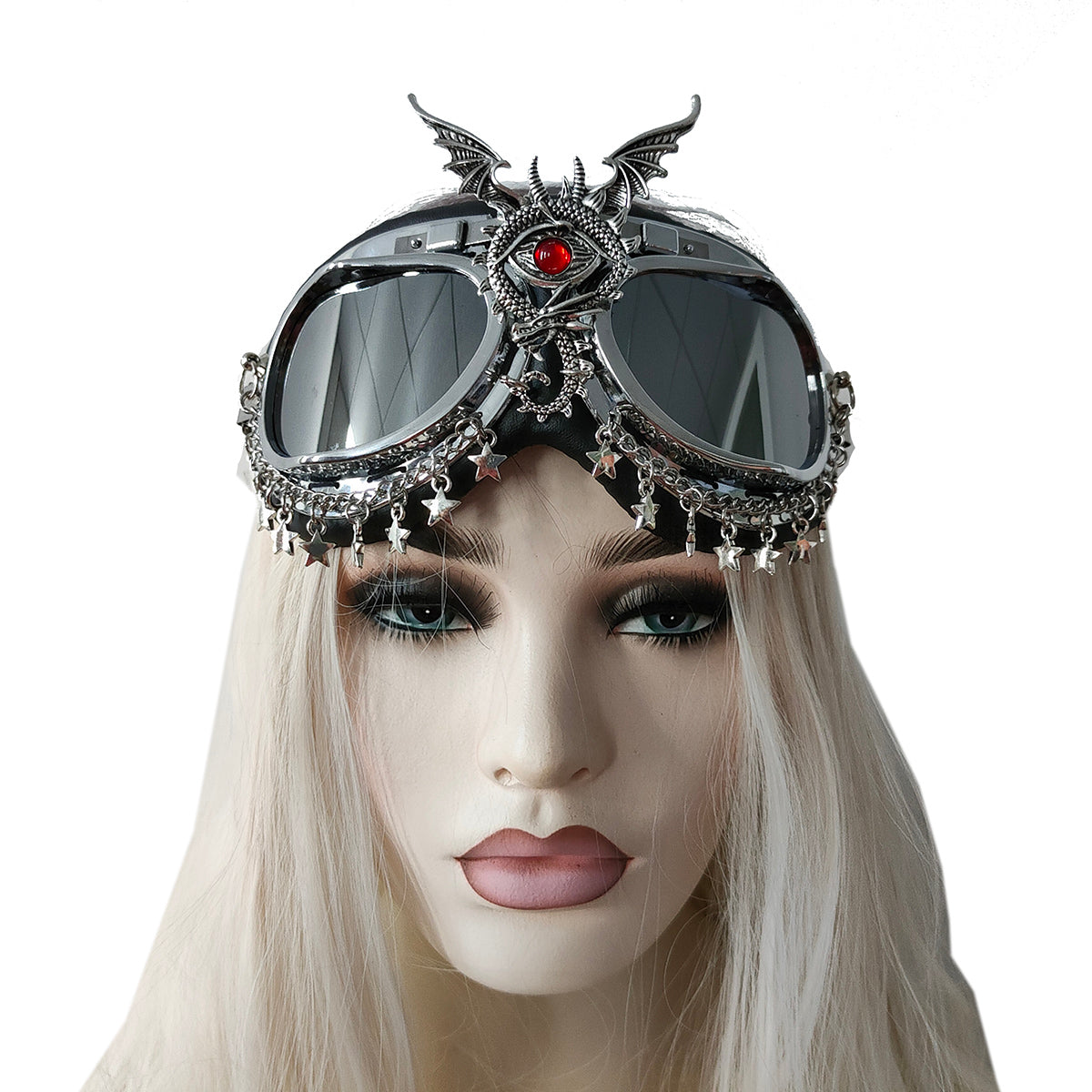 Rave Streampunk Burning Man Festival Devil Eye Cyber Goth Masquerade Costume Goggles