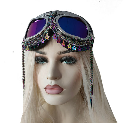 Rave Streampunk Burning Man Holographic Festival Unicorn Skeleton Spike Costume Cyber Goth Masquerade Goggles