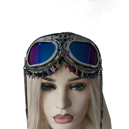 Rave Streampunk Burning Man Holographic Festival Unicorn Skeleton Spike Costume Cyber Goth Masquerade Goggles