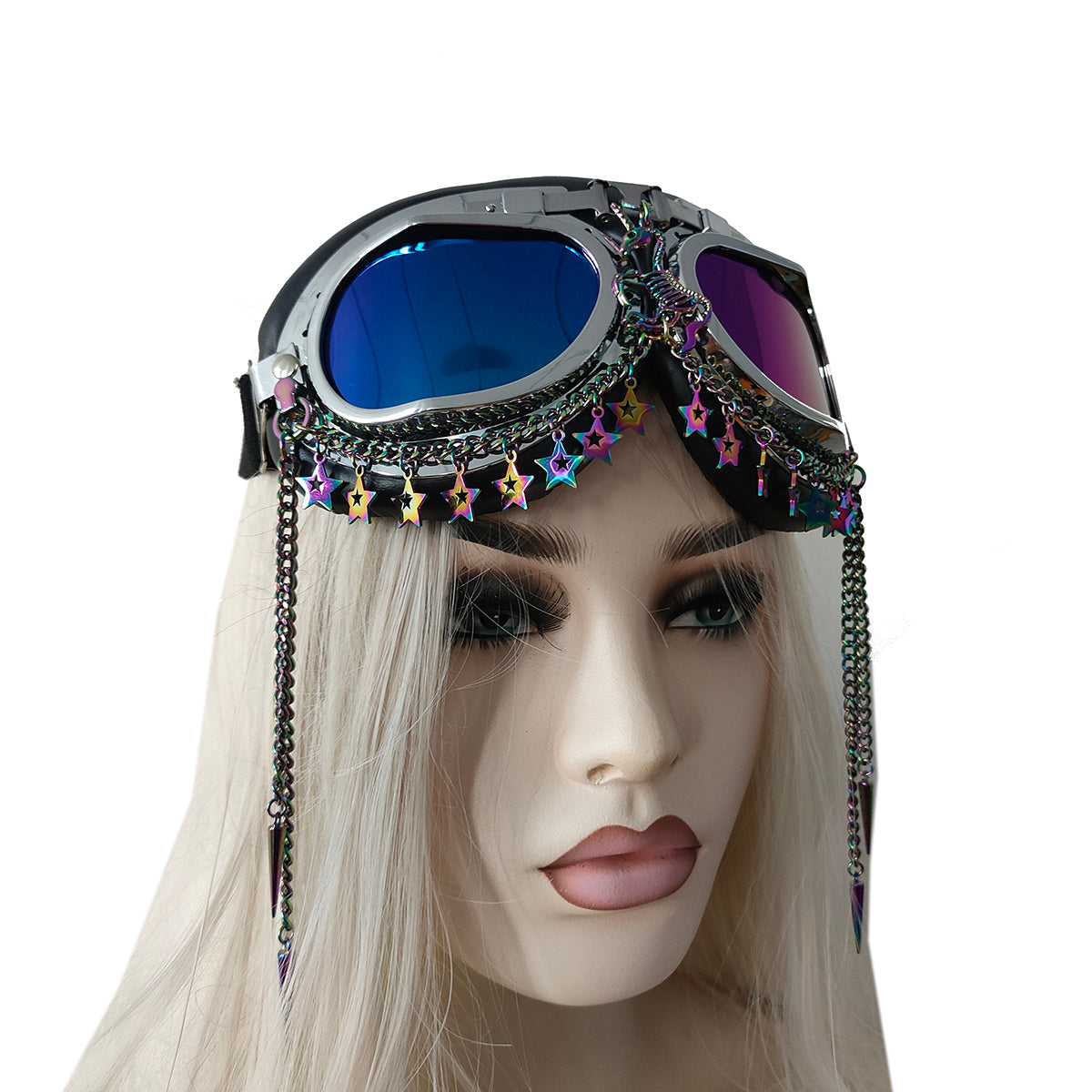 Rave Streampunk Burning Man Holographic Festival Unicorn Skeleton Spike Costume Cyber Goth Masquerade Goggles