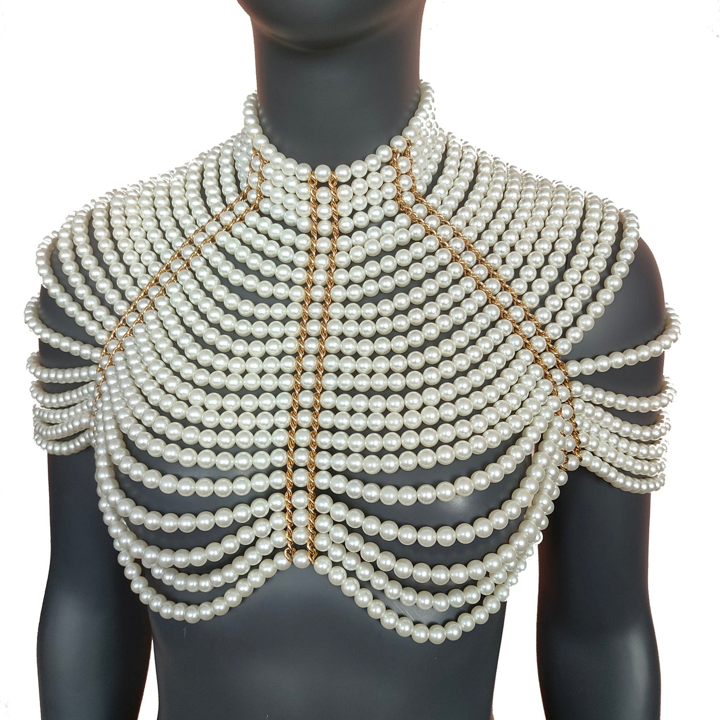 Pearl Beaded Body Chain Bra Top Bridal Body Chain , Bikini Jewelry, Bridal Cape Shoulder Necklace, Pearl Cape, Wedding Jewelry Gifts for Her