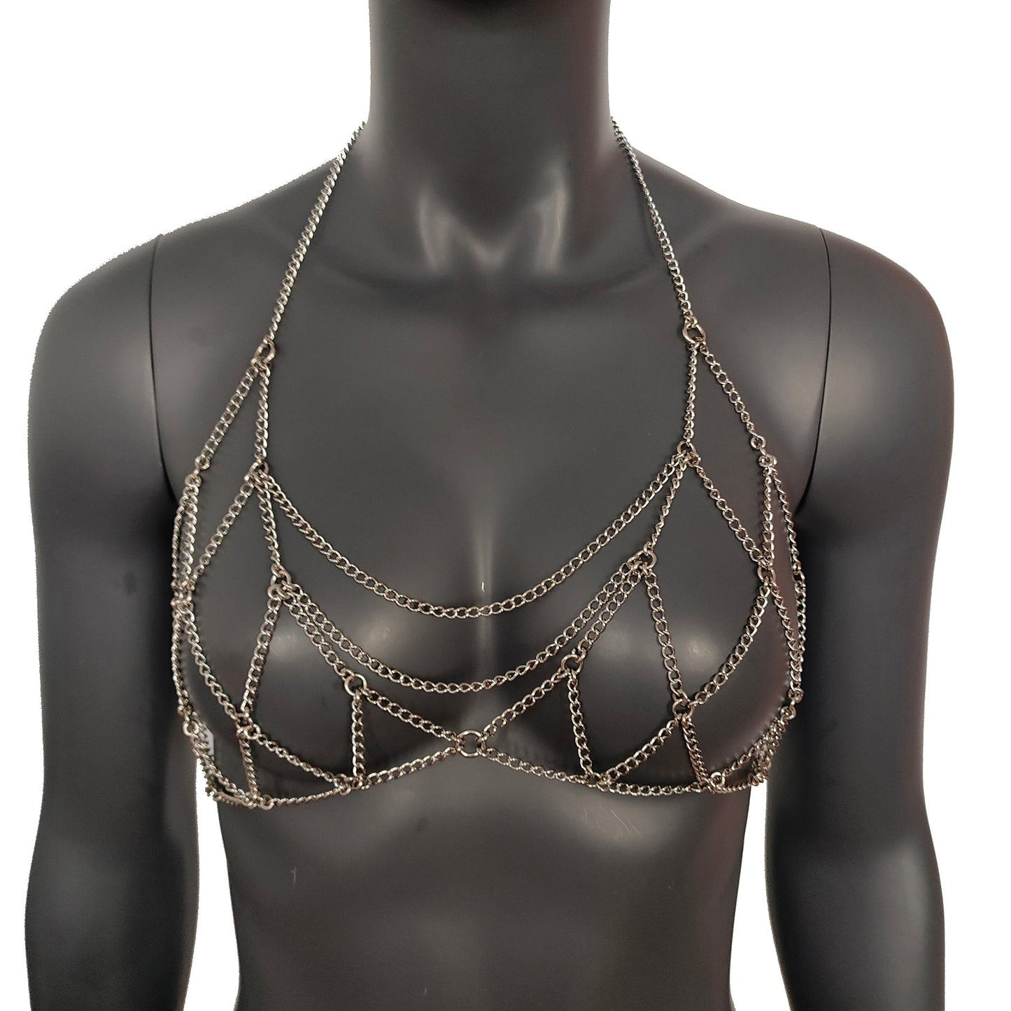 Bralette Silver Bra Chain Bodychain Chain Harness Burning Man EDM Rave wear Bikini wear Festival wear Body Jewelry