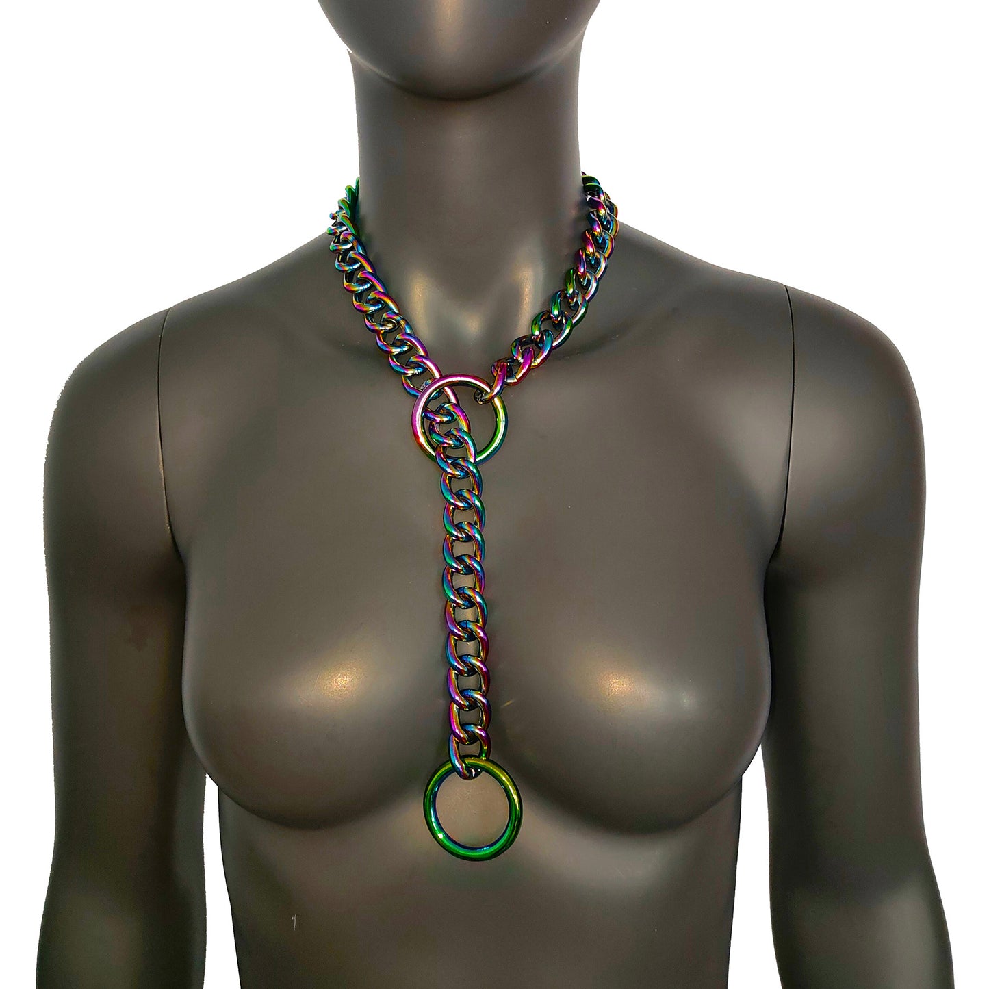 Carnal Holographic Rainbow Aluminum Chain O Ring Slip Chain Necklace - gift for women