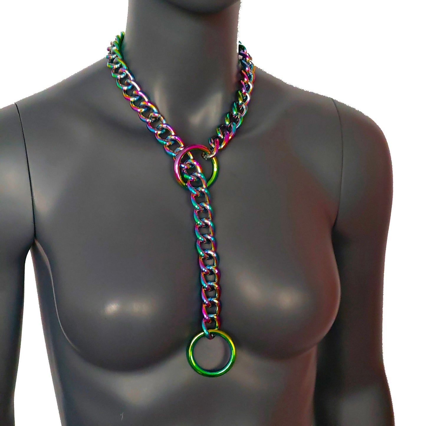 Carnal Holographic Rainbow Aluminum Chain O Ring Slip Chain Necklace - gift for women