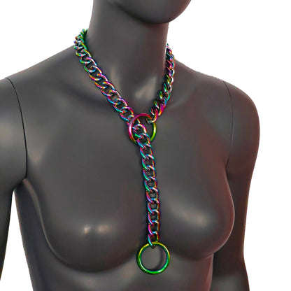 Carnal Holographic Rainbow Aluminum Chain O Ring Slip Chain Necklace - gift for women