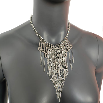 Stainless Steel Collar, Stainless Steel Rhinestone Tassels Chain Pin Punk Necklace - gift for women