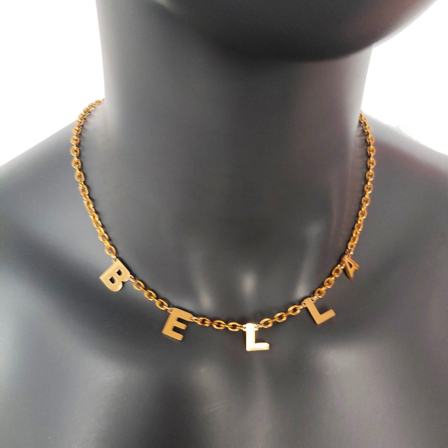 Custom Name Necklace Personalized, 18K Gold Stainless steel Choker Name Necklace Dainty Customize Letter Necklace for Women Girl gift