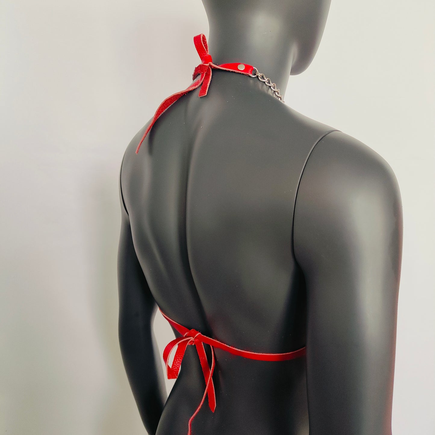 Gothic Black Lightning Print Red Vinyl Vampira Cross Top Bra