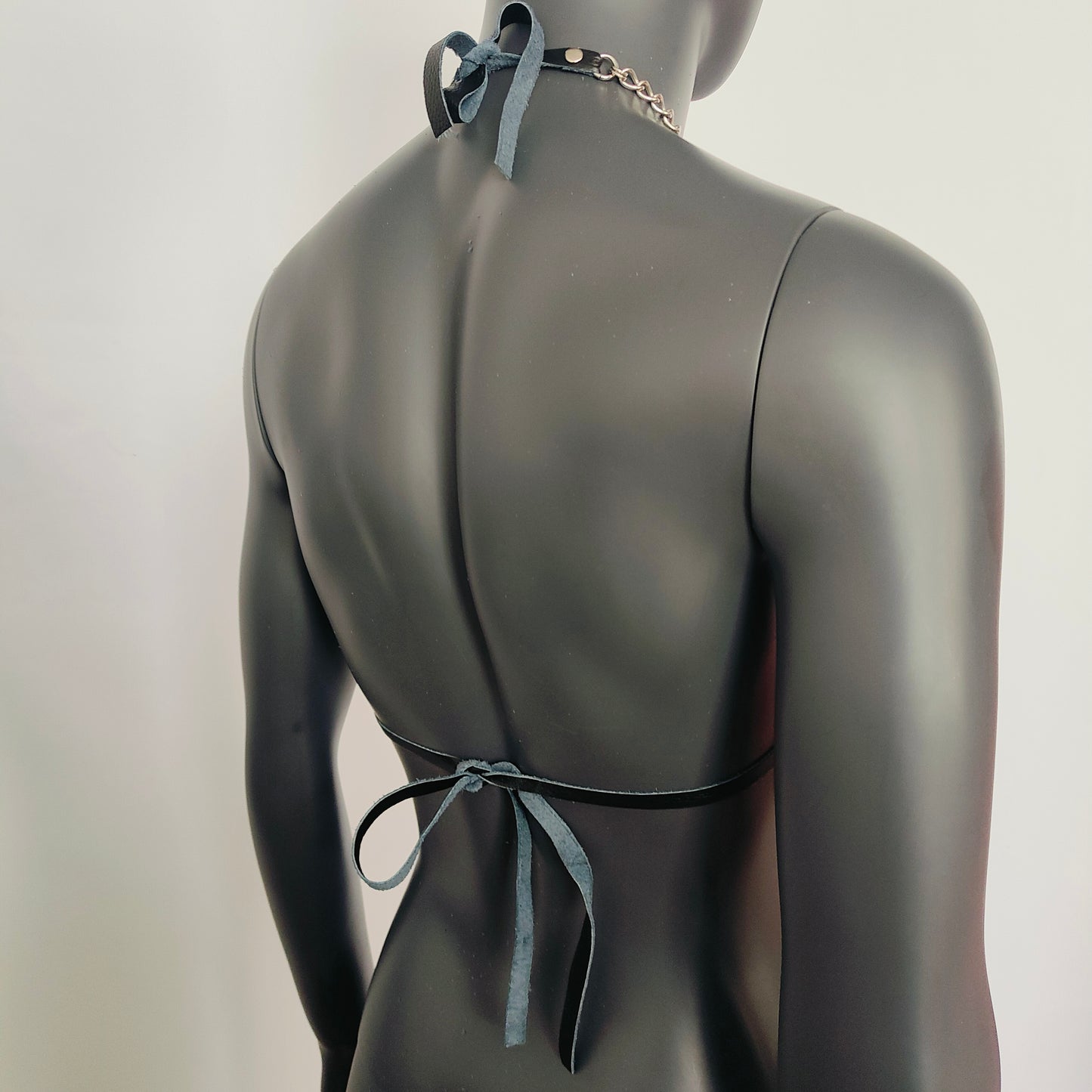 Gothic White Lightning Print Black Vinyl Vampira Cross Top Bra