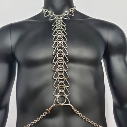 Burning Man Body Stainless Steel Chain Harness,Bold Industrial Rave Festival Fashion Chain Harness,Punk Chest Harness