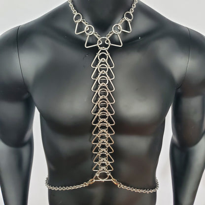 Burning Man Body Stainless Steel Chain Harness,Bold Industrial Rave Festival Fashion Chain Harness,Punk Chest Harness