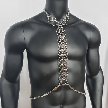 Burning Man Body Stainless Steel Chain Harness,Bold Industrial Rave Festival Fashion Chain Harness,Punk Chest Harness