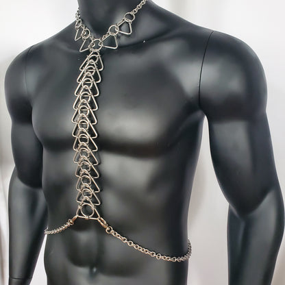 Burning Man Body Stainless Steel Chain Harness,Bold Industrial Rave Festival Fashion Chain Harness,Punk Chest Harness