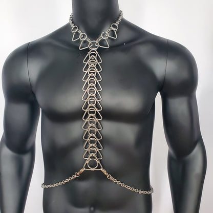 Burning Man Body Stainless Steel Chain Harness,Bold Industrial Rave Festival Fashion Chain Harness,Punk Chest Harness