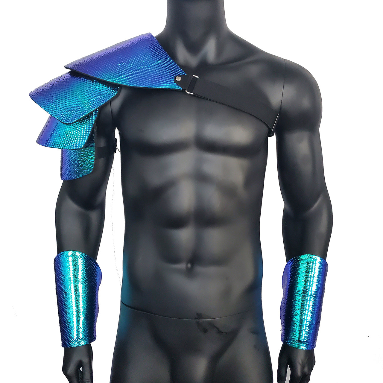 Burning Man Holographic Laserrüstung, Rave Man es Armor Karnevalsoutfits, Mittelalter Cosplay Rüstung, Pauldron Rüstung, Rave Zahnspangen, Festival Wear
