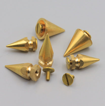 Wholesale 20pce Brass Spikes, Punk Spikes, Pure Copper Rivets, Collar Decorative Spikes, Handmade Leather Accessories