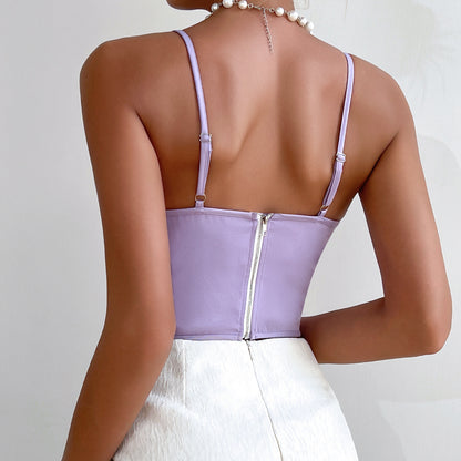 Bustier court Sexy pour filles, coupe cintrée, décoré de perles et de strass, haut court pour femmes 