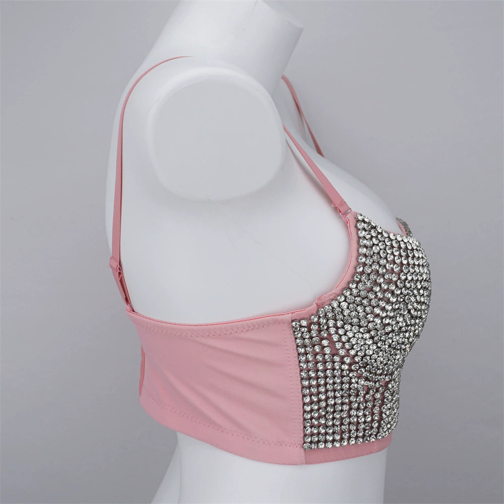 Burning Man Rave Festival Rhinestones Embellished Bustier Corset Top Bra Party Clothing 36099