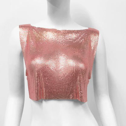 Metallic Sequin Top Rave Vest Music Festival Camisole