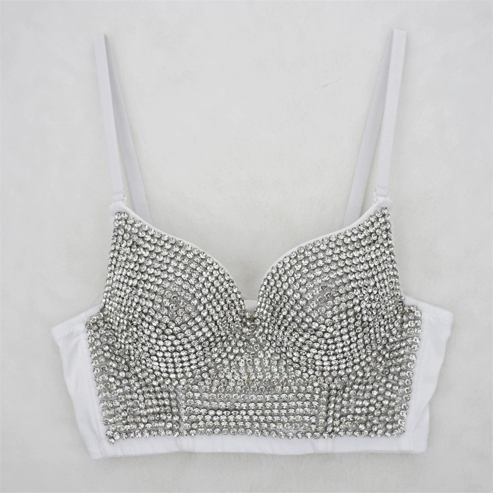 Burning Man Rave Festival Rhinestones Embellished Bustier Corset Top Bra Party Clothing 36097