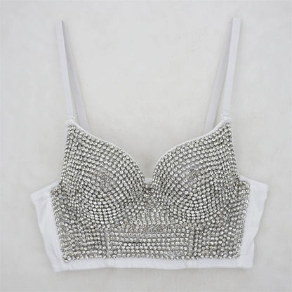 Burning Man Rave Festival Rhinestones Embellished Bustier Corset Top Bra Party Clothing 36097