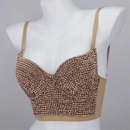 Burning Man Rave Festival Rhinestones Embellished Bustier Corset Top Bra Party Clothing 36098