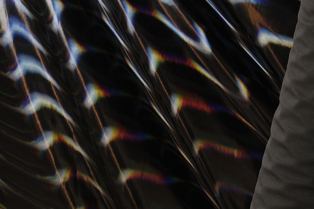 4-Way Stretch Shiny Mirror Holographic PVC Vinyl Fabric,Iridescent Rainbow Fabric,Hologram Holographic Fabric by the yard