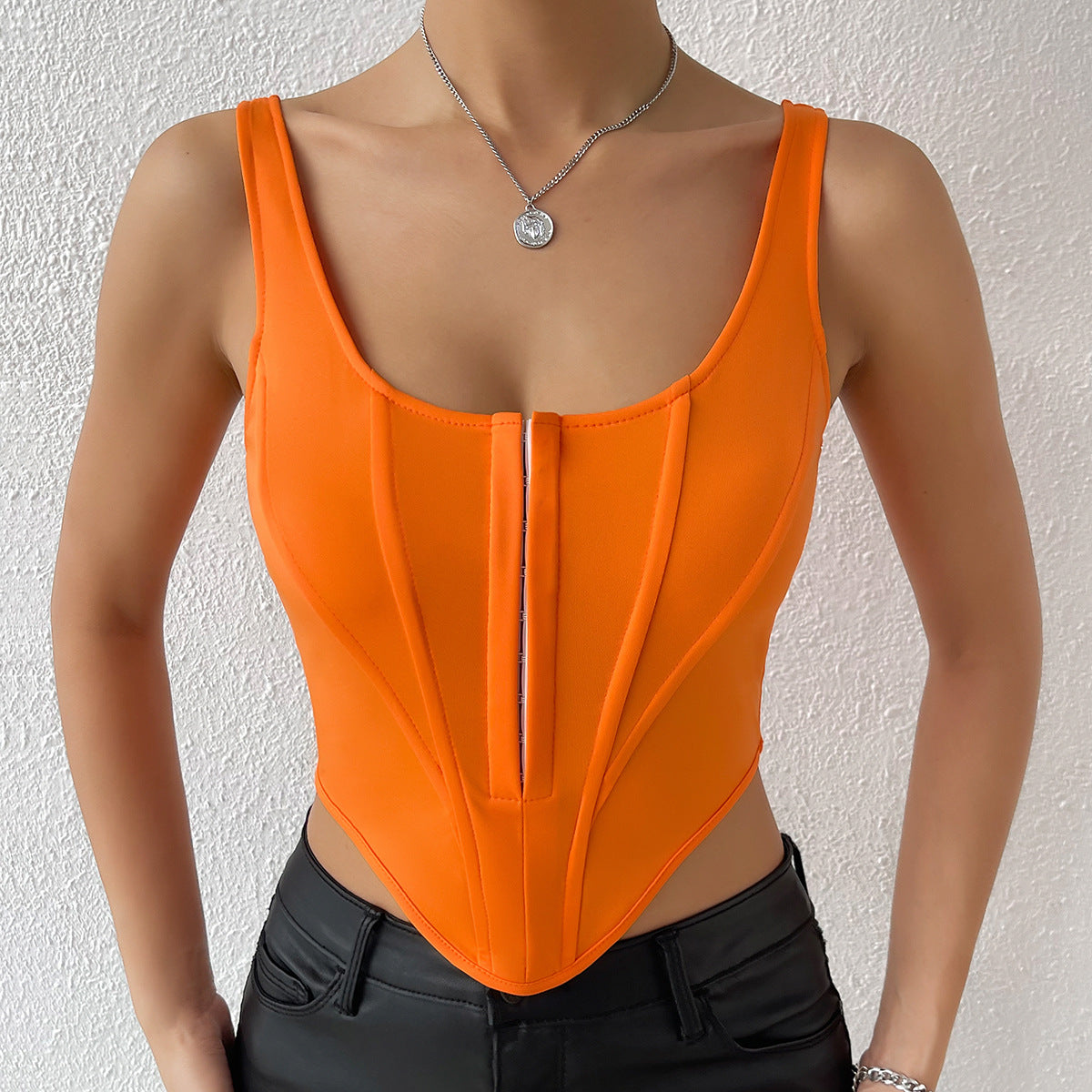 Hot Girl Sexy Backless Orange Color Camisole Bustier Women's Top