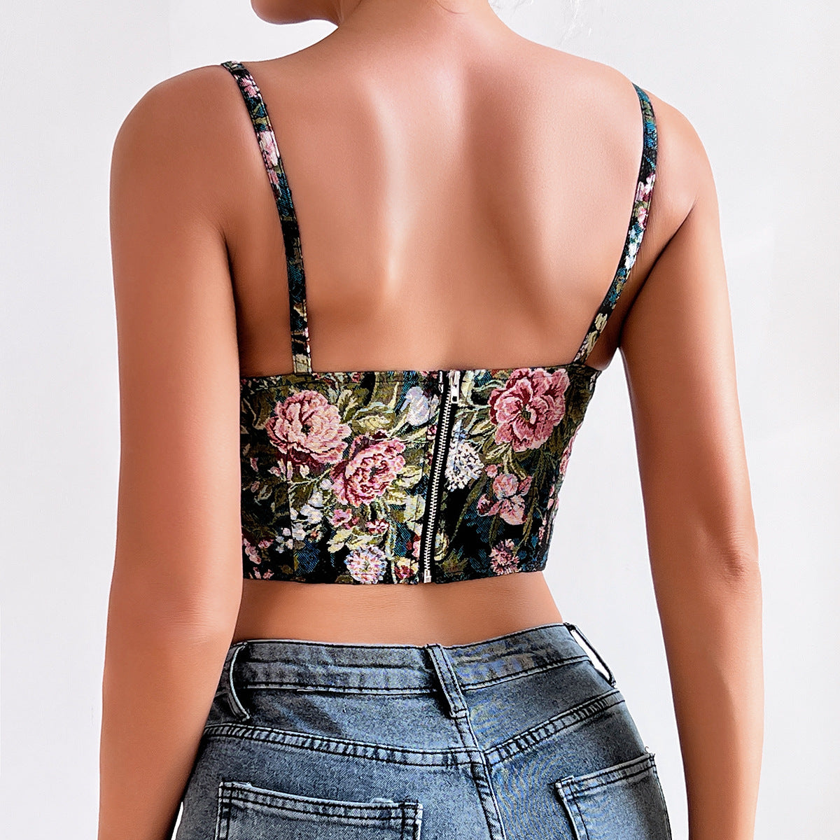 Retro Straps-Crop-Top für Damen Bustier 