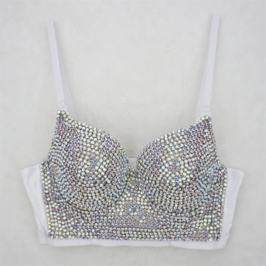 Burning Man Rave Festival Rhinestones Embellished Bustier Corset Top Bra Party Clothing 36103