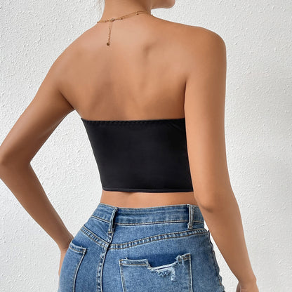 Women's Sexy Low Cut Short Feather Top Bustier