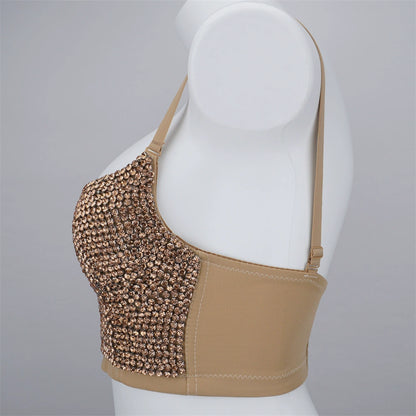 Burning Man Rave Festival Rhinestones Embellished Bustier Corset Top Bra Party Clothing 36098