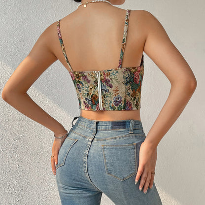 Retro Straps-Crop-Top für Damen Bustier 