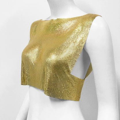 Gold Metallic Sequin Top Rave Vest Music Festival Camisole