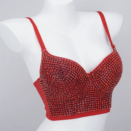 Burning Man Rave Festival Rhinestones Embellished Bustier Corset Top Bra Party Clothing 36100