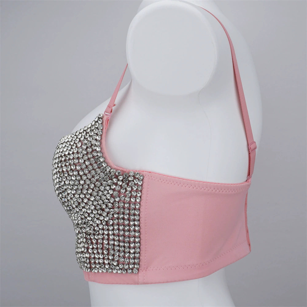 Burning Man Rave Festival Rhinestones Embellished Bustier Corset Top Bra Party Clothing 36099