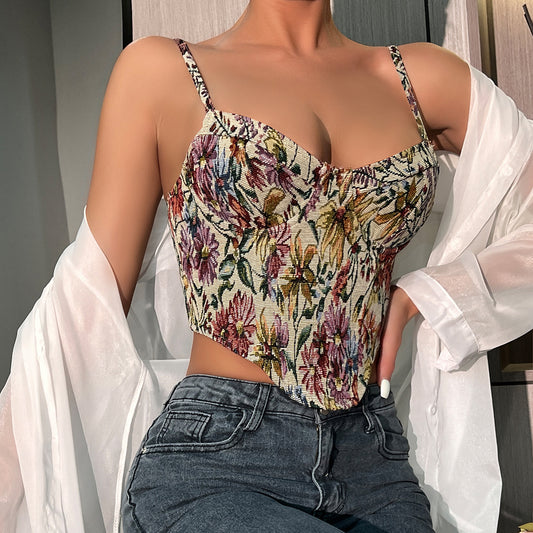 Retro Suspender Cropped Top for Women Bustier