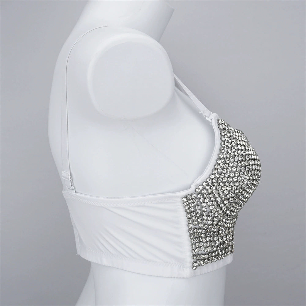 Burning Man Rave Festival Rhinestones Embellished Bustier Corset Top Bra Party Clothing 36097