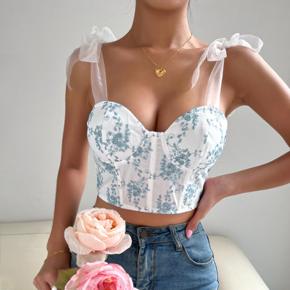 Summer Sexy Backless Strappy Women Bustier Top with Underwire