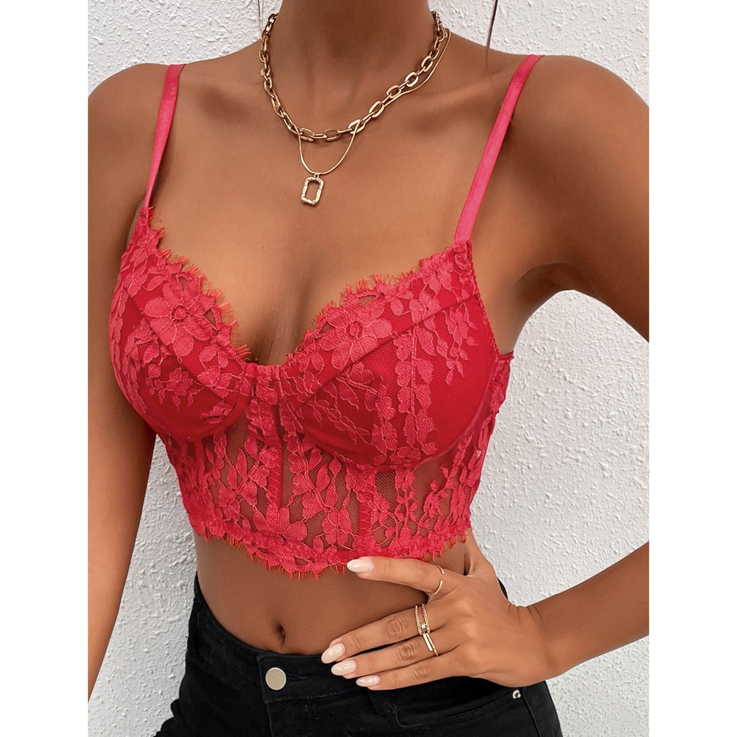 Bustier transparent en dentelle sexy, haut court, bustier pour femme 