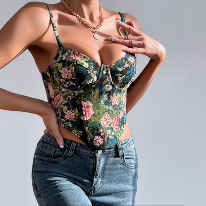 Retro Straps-Crop-Top für Damen Bustier 